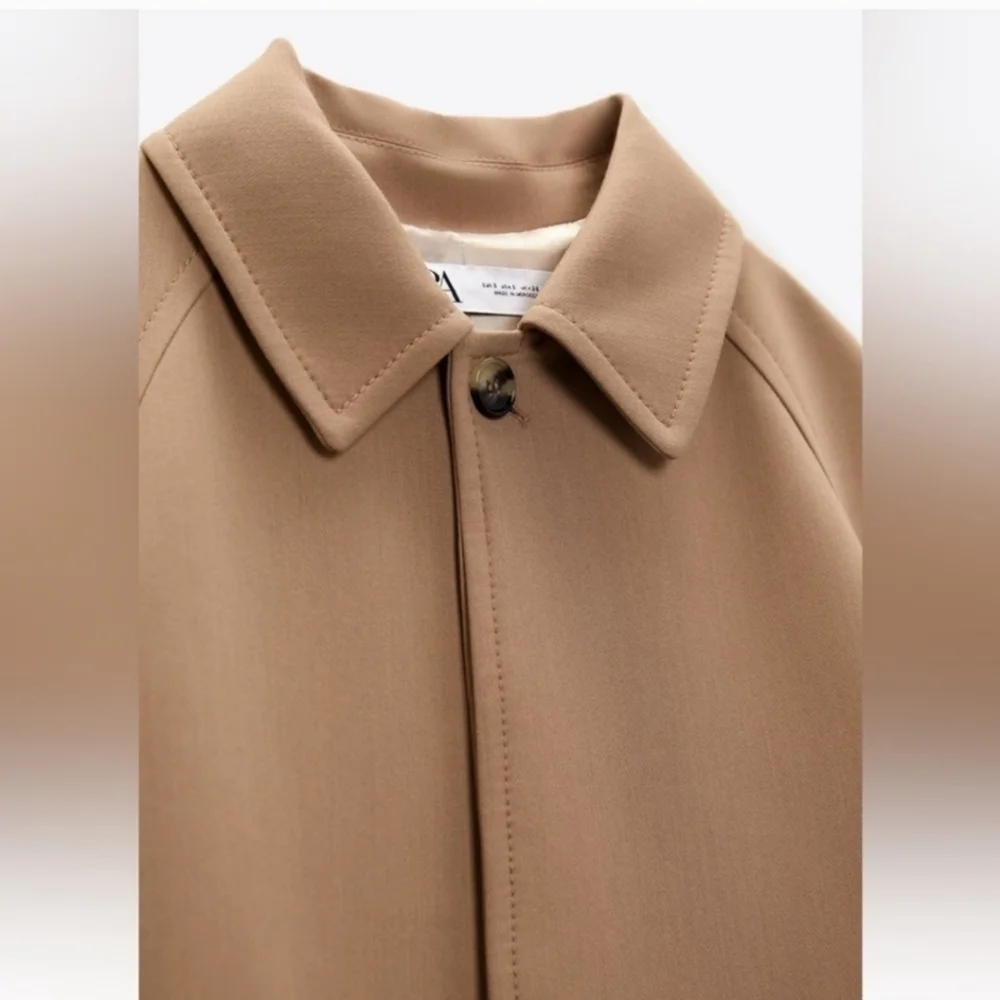 New Zara Champagne Long Pocket Coat Ref 2848/948 Small - Picture 10 of 14